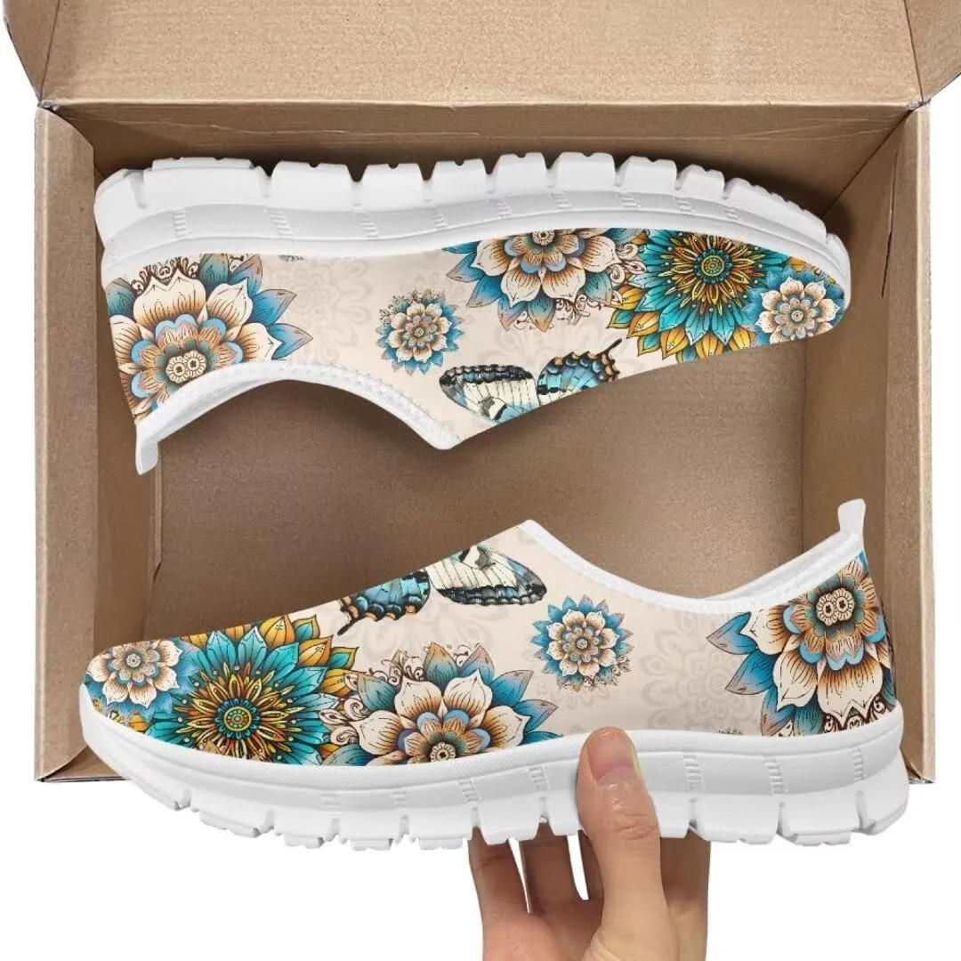 Jeiento Breathable Mesh Walking Shoes for Women Slip-On Loafers Outdoor Running Sneaker Comfort Footwear Trainers Mesh Shoes Walking Flat Shoes