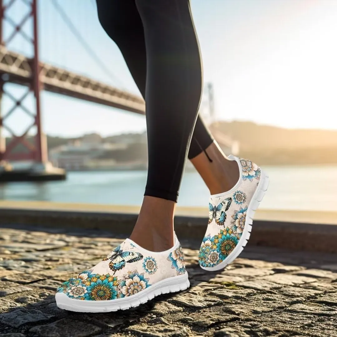Jeiento Breathable Mesh Walking Shoes for Women Slip-On Loafers Outdoor Running Sneaker Comfort Footwear Trainers Mesh Shoes Walking Flat Shoes