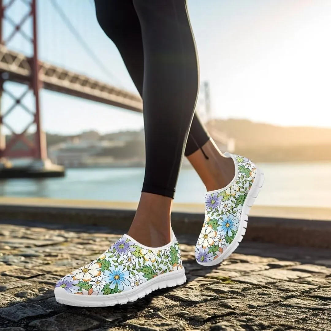 Jeiento Breathable Mesh Walking Shoes for Women Slip-On Loafers Outdoor Running Sneaker Comfort Footwear Trainers Mesh Shoes Walking Flat Shoes