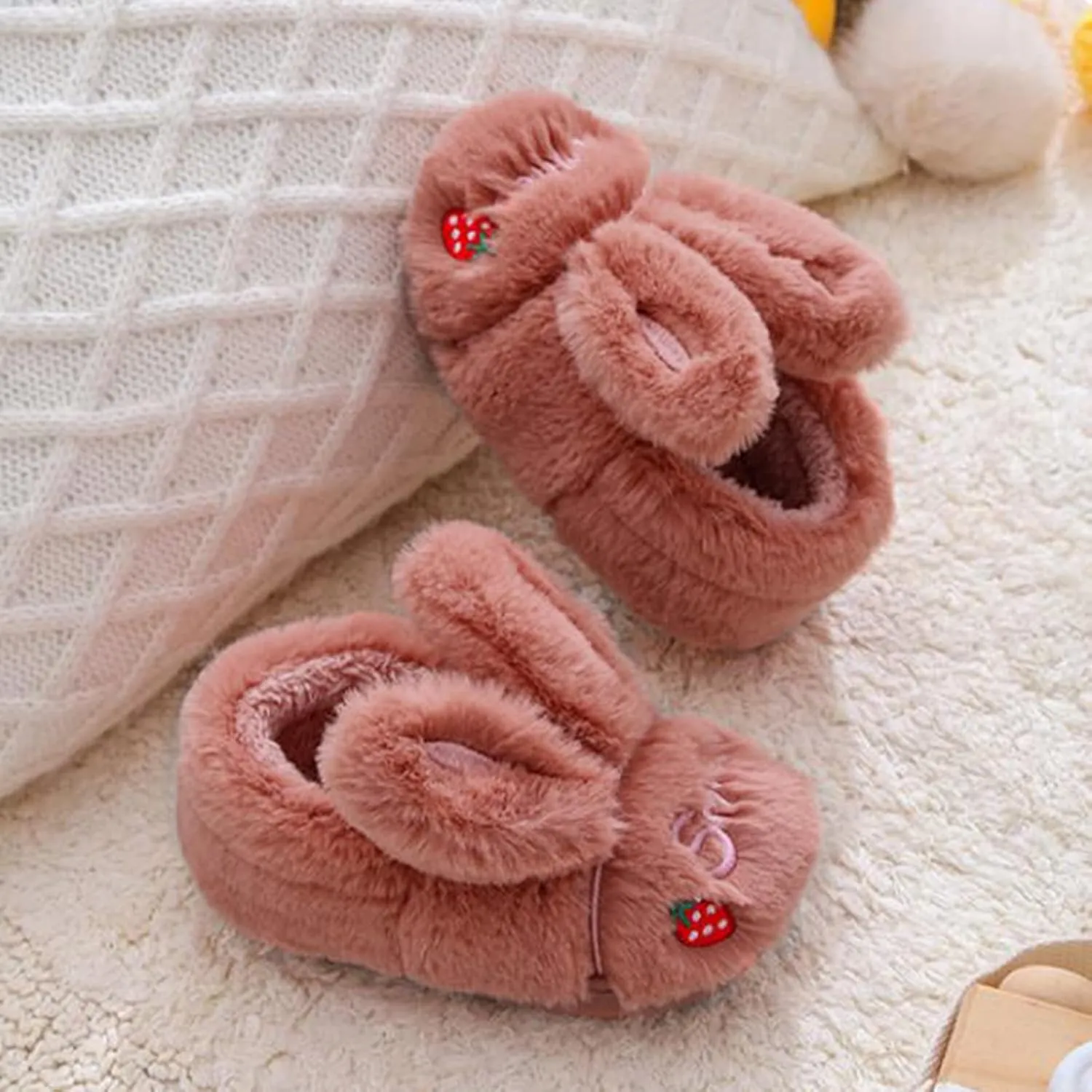 Kid Cute Animal Slipper Kids Fuzzy Slip On Slippers Boy Non Slip House Shoes Infant Lightweight Bedroom Slipper
