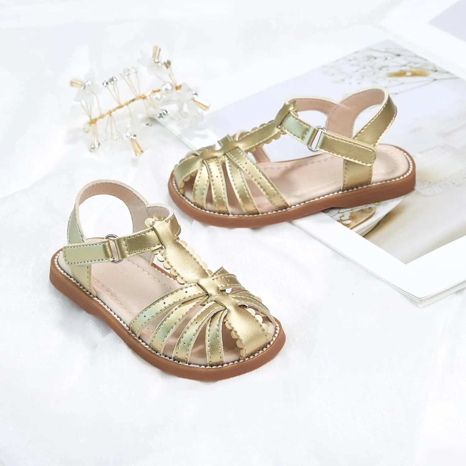 Kiderence Toddler Girls Sandals Little Girls Kids Summer Shoes Toddler Sandals