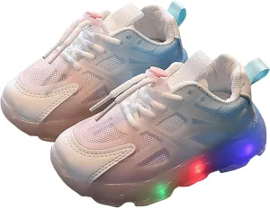 Kids Athletic Shoes Children's Sneakers Color Gradient LED Light Shoes Dad Shoes Lace Up Soft Soles Kids Girls Shoes