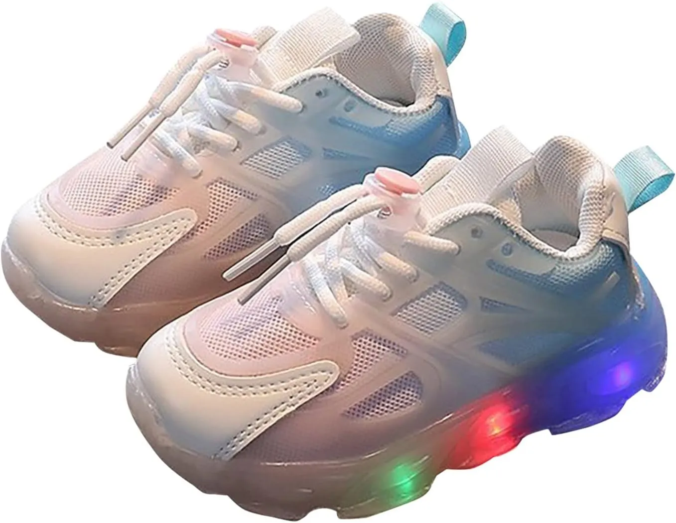 Kids Athletic Shoes Children's Sneakers Color Gradient LED Light Shoes Dad Shoes Lace Up Soft Soles Kids Girls Shoes