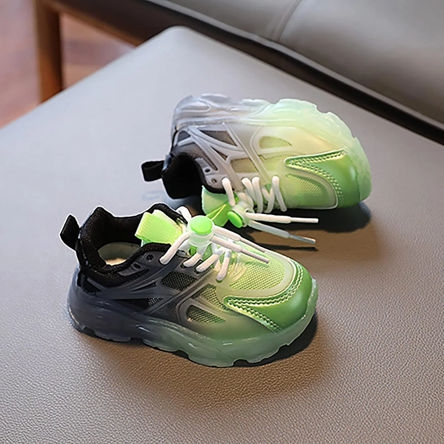 Kids Athletic Shoes Children's Sneakers Color Gradient LED Light Shoes Dad Shoes Lace Up Soft Soles Kids Girls Shoes