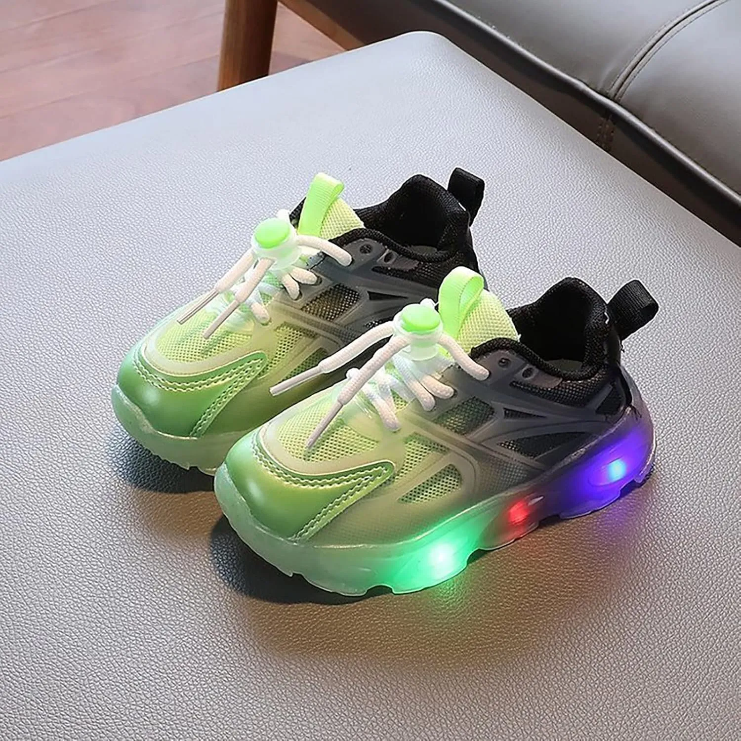 Kids Athletic Shoes Children's Sneakers Color Gradient LED Light Shoes Dad Shoes Lace Up Soft Soles Kids Girls Shoes