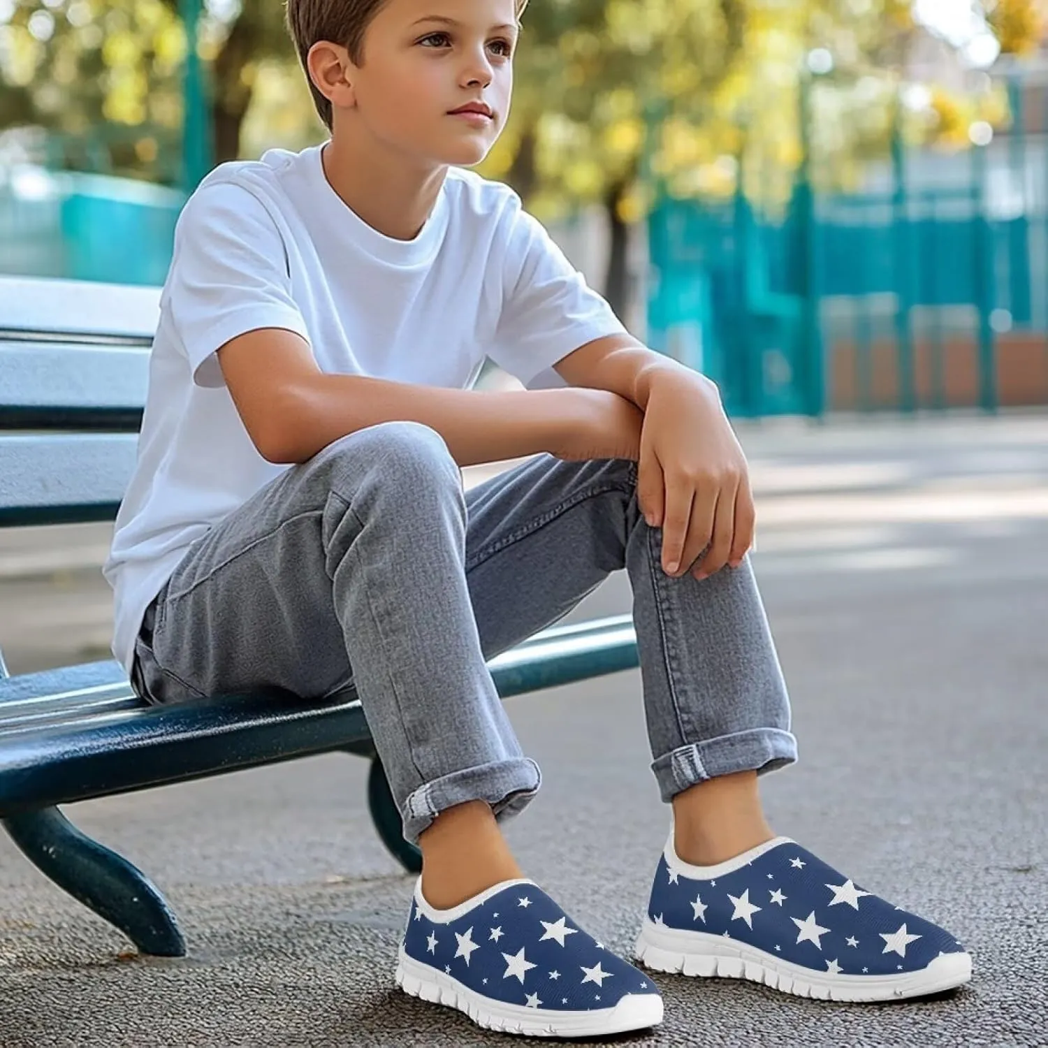 Kids Boys Girls Wide Barefoot Shoes Lightweight Slip-On Baby First Walker Sneakers Soft Anti-Slip Shoe for Party Size 11-15 White Sole