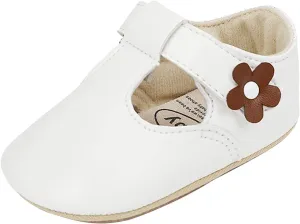 Kids Casual Shoes Infant Toddler Shoes Baby Girl Flower Decoration Leather Princess Shoes Soft Sole Toddler Shoes (White, 0-6 Months)