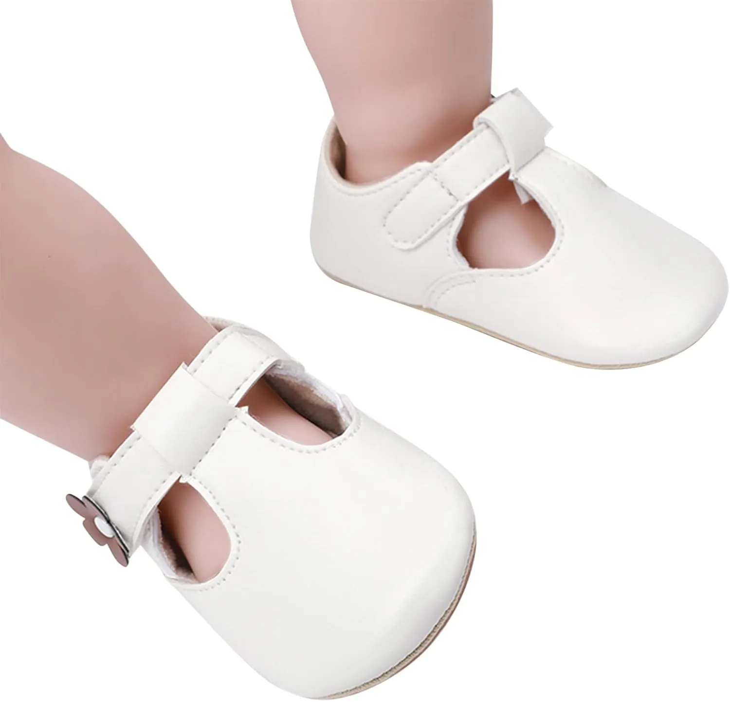 Kids Casual Shoes Infant Toddler Shoes Baby Girl Flower Decoration Leather Princess Shoes Soft Sole Toddler Shoes (White, 0-6 Months)