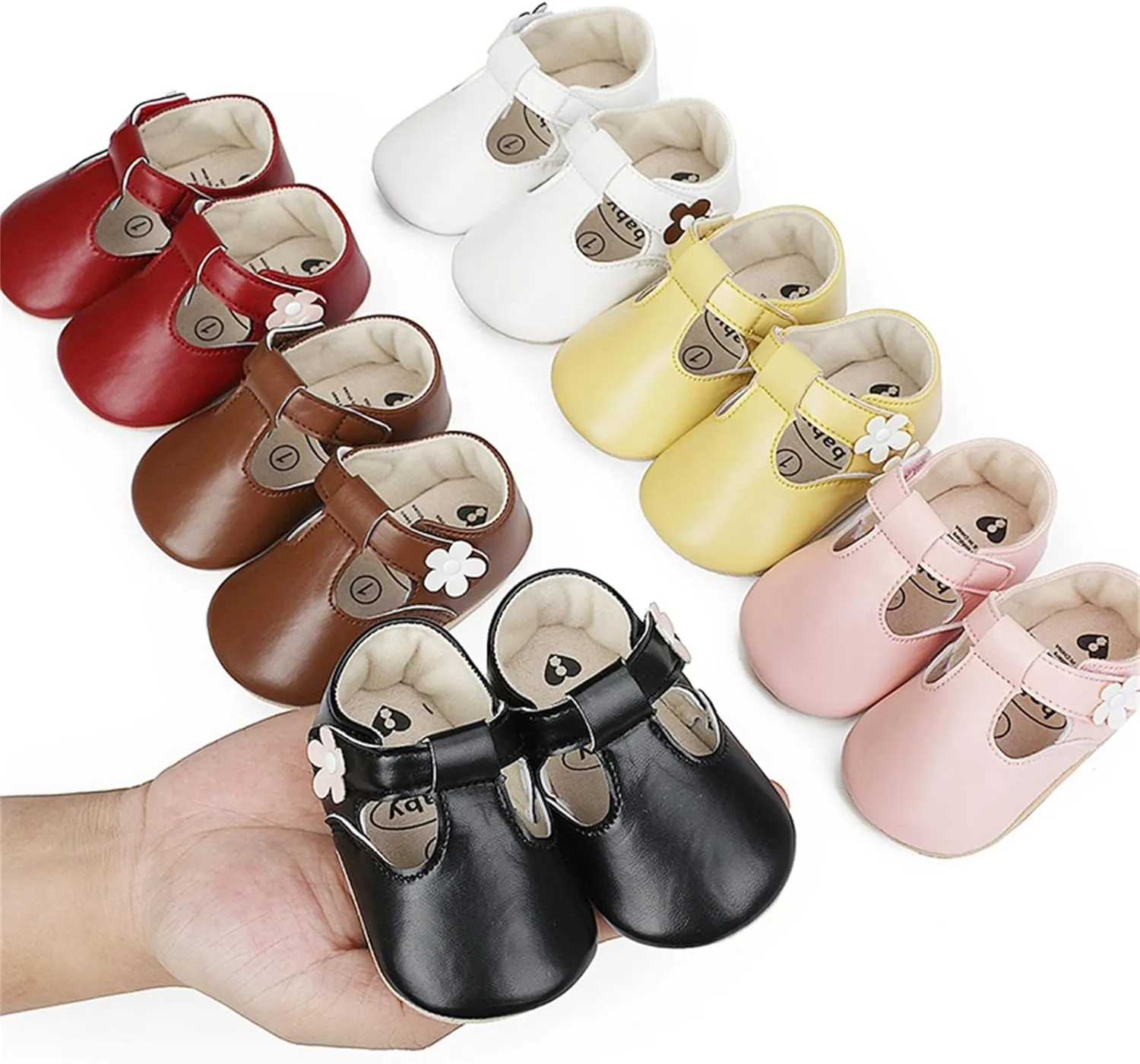 Kids Casual Shoes Infant Toddler Shoes Baby Girl Flower Decoration Leather Princess Shoes Soft Sole Toddler Shoes (White, 0-6 Months)
