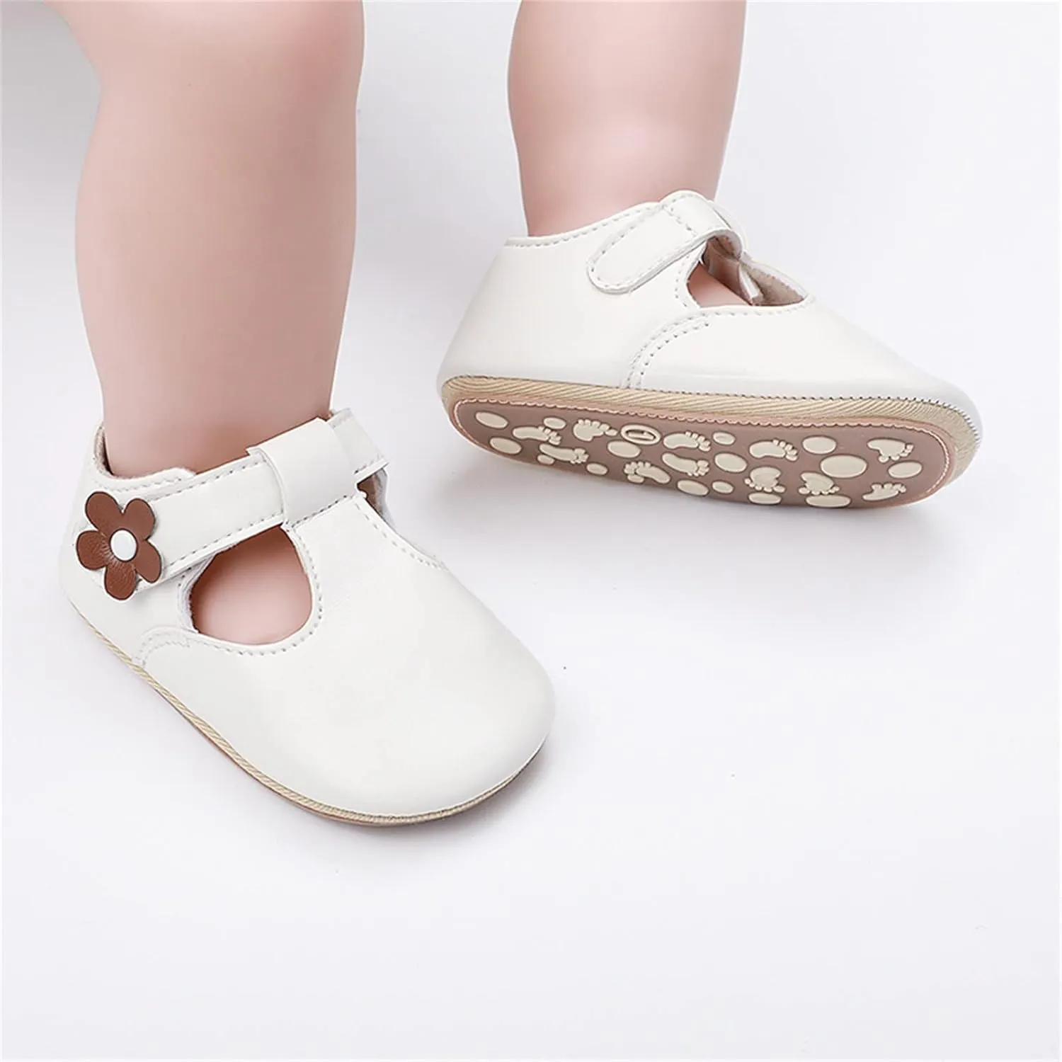 Kids Casual Shoes Infant Toddler Shoes Baby Girl Flower Decoration Leather Princess Shoes Soft Sole Toddler Shoes (White, 0-6 Months)