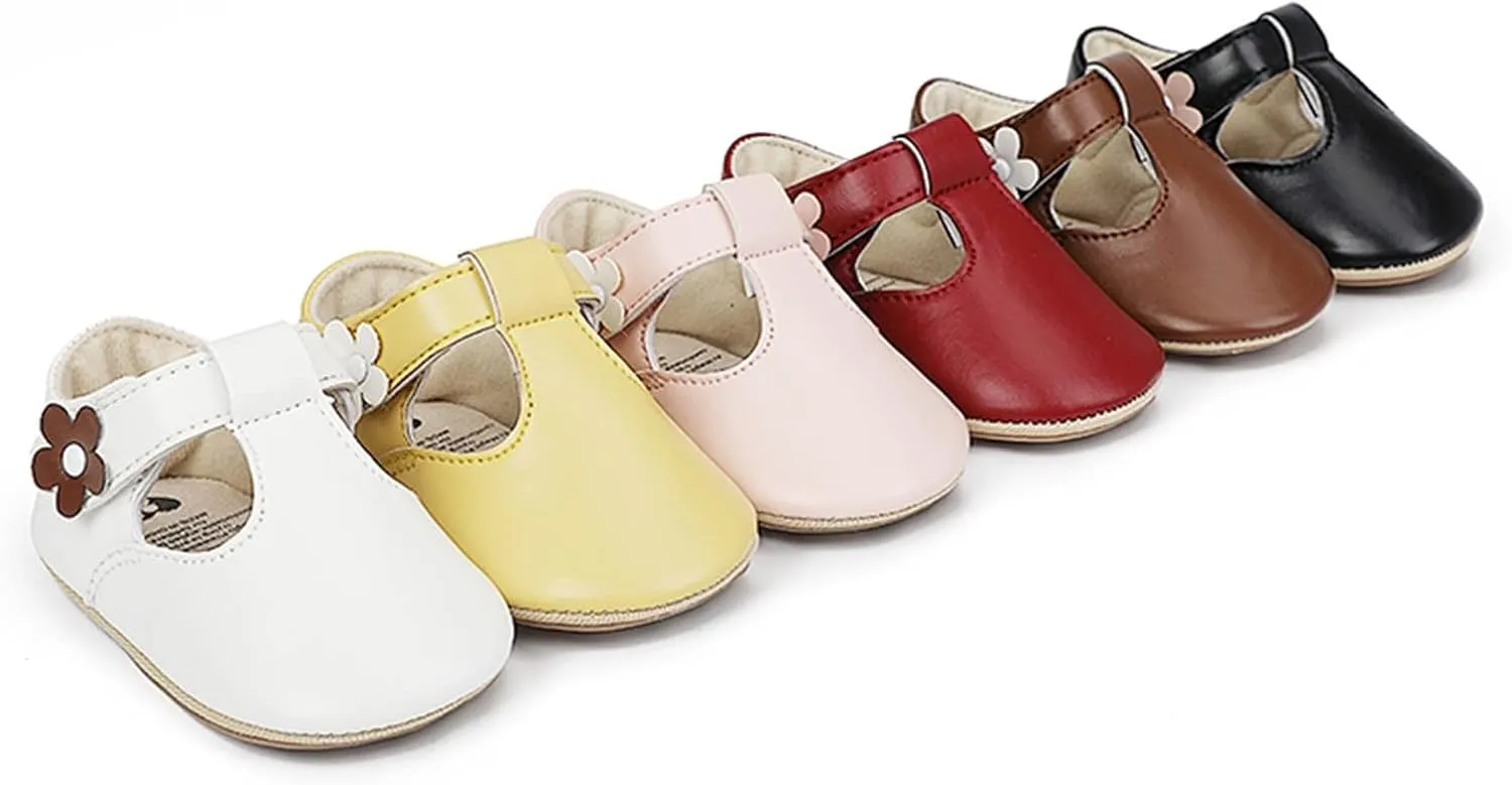 Kids Casual Shoes Infant Toddler Shoes Baby Girl Flower Decoration Leather Princess Shoes Soft Sole Toddler Shoes (White, 0-6 Months)