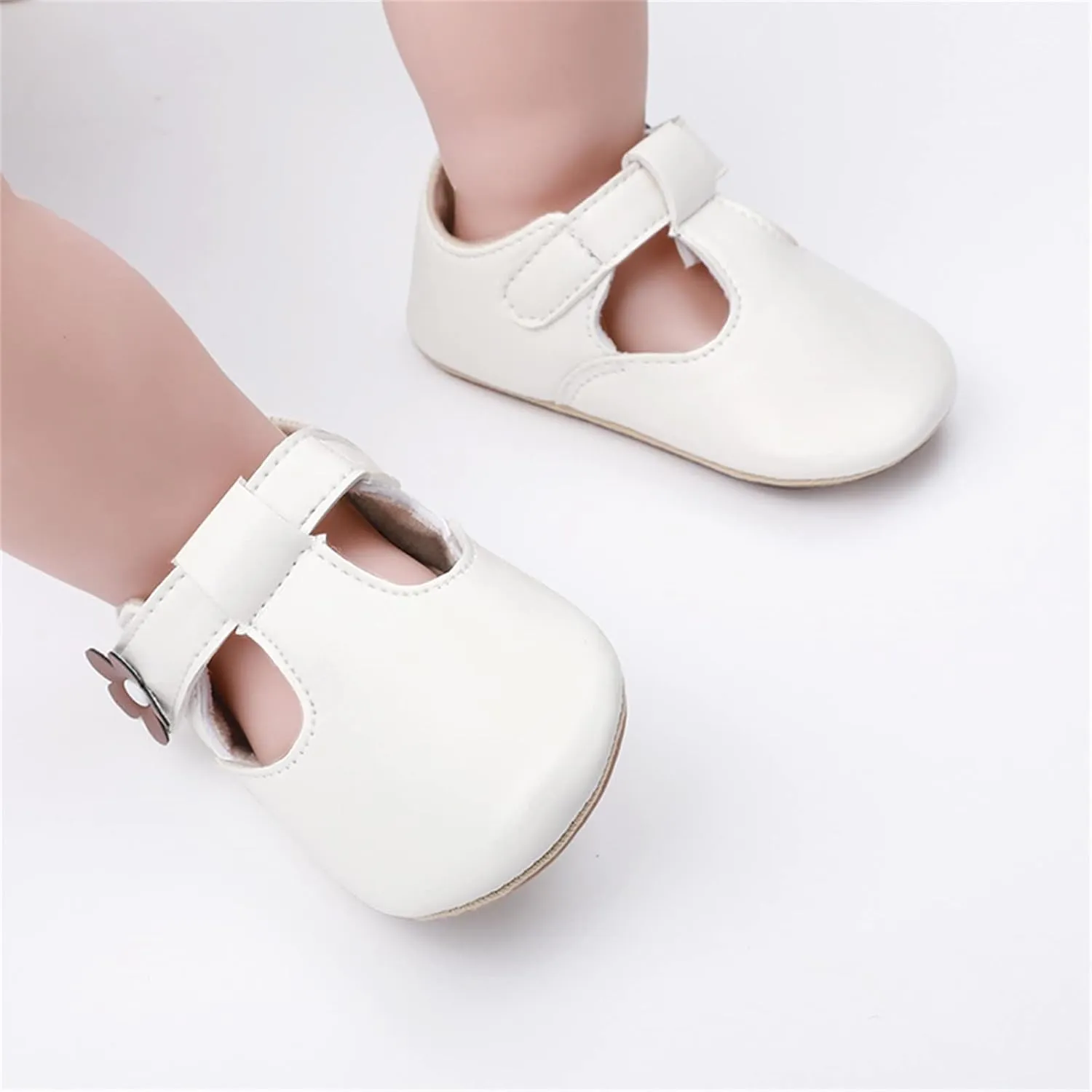 Kids Casual Shoes Infant Toddler Shoes Baby Girl Flower Decoration Leather Princess Shoes Soft Sole Toddler Shoes (White, 0-6 Months)
