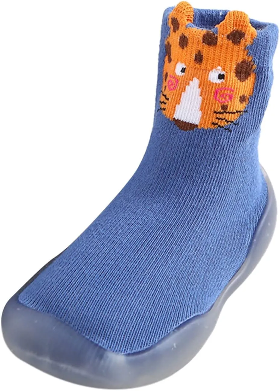 Kids Toddler Baby Boys Girls Solid Warm Knit Soft Sole Rubber Shoes Socks Slipper Stocking Boy Dress Shoe 12