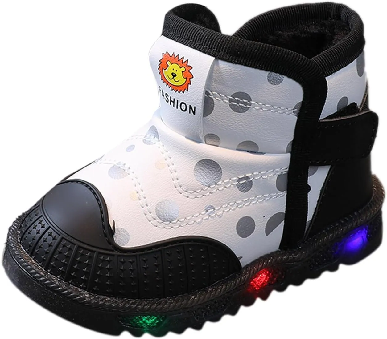 Kids Winter Fleeced Snow Boots Baby Boys Girls Light Up Boots with Warm Liing Toddler Slip Resistan Outdoor Shoes