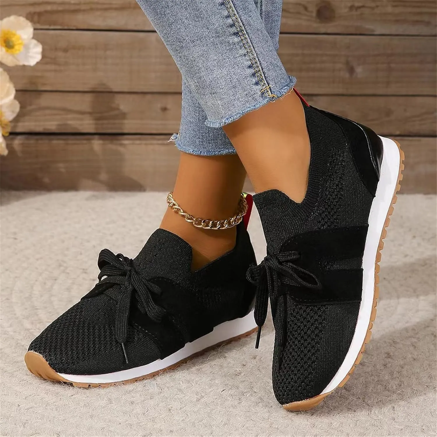 Lausiuoe Slip On Sneakers Women Arch Support Walking Shoes Comfort Light Weight Mesh Tennis Running Gym Fashion Sneakers 2025