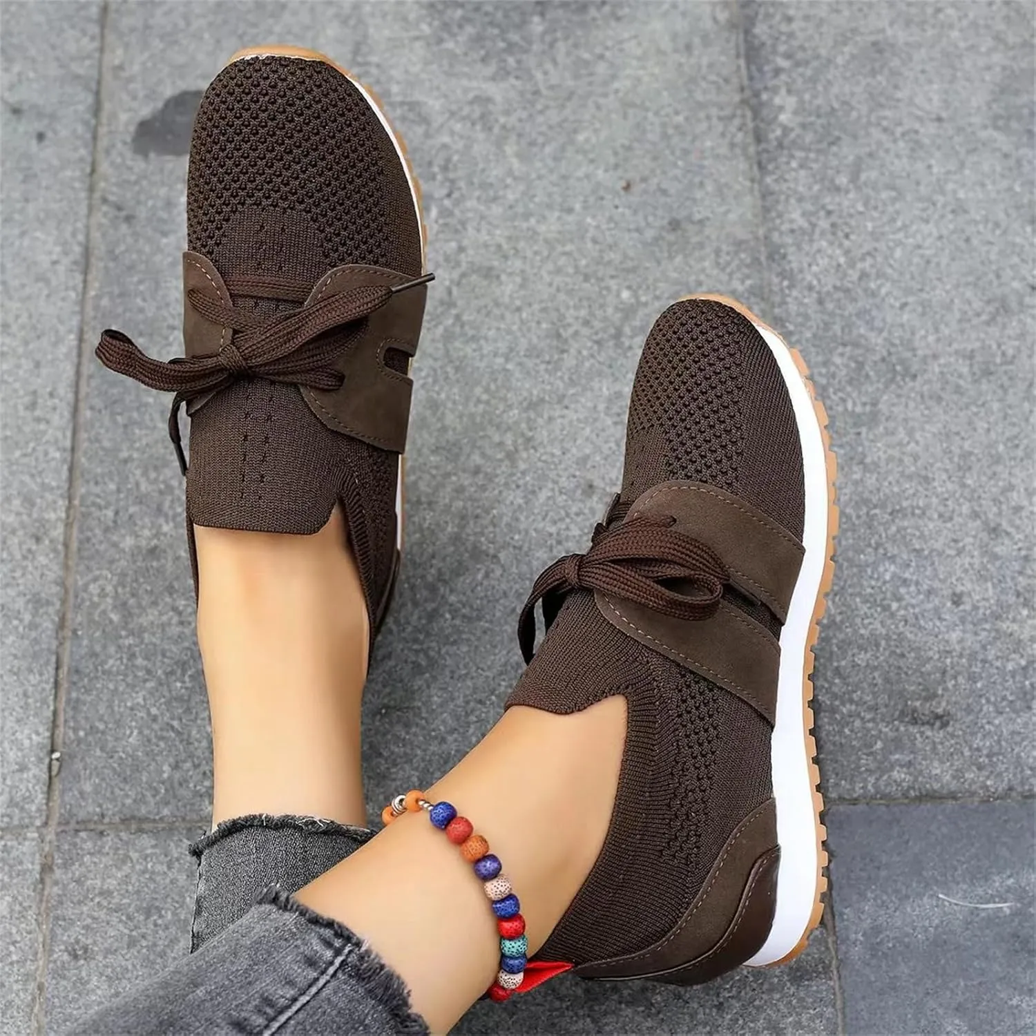 Lausiuoe Slip On Sneakers Women Arch Support Walking Shoes Lightweight Mesh Casual Jogging Tennis Shoes Workout Gym Sneakers