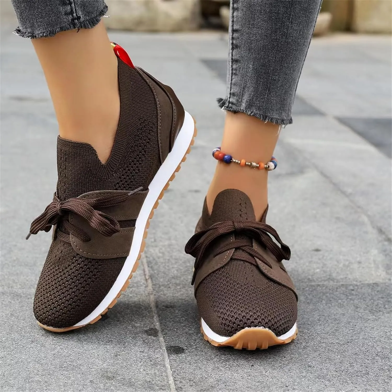 Lausiuoe Slip On Sneakers Women Arch Support Walking Shoes Lightweight Mesh Casual Jogging Tennis Shoes Workout Gym Sneakers