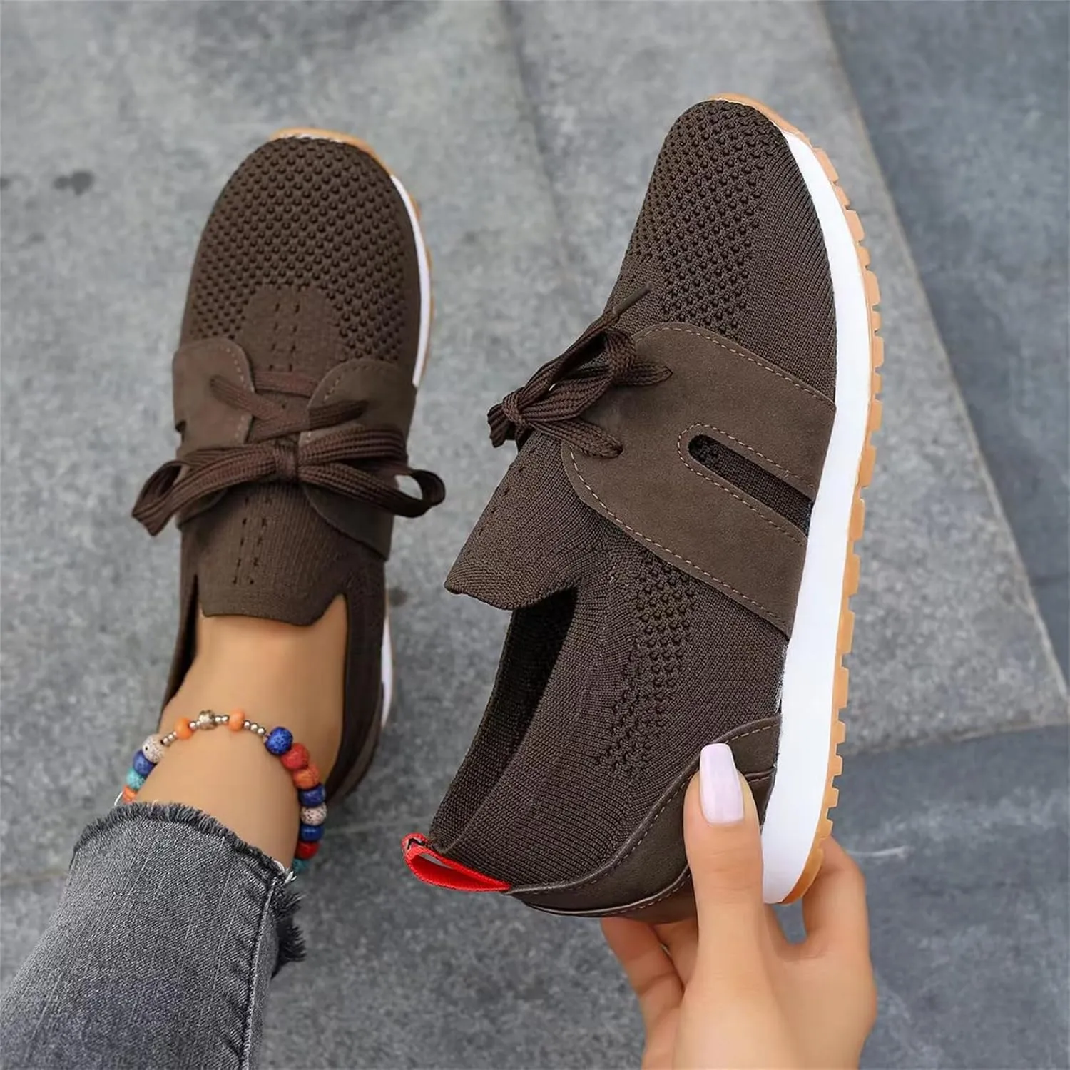 Lausiuoe Slip On Sneakers Women Arch Support Walking Shoes Lightweight Mesh Casual Jogging Tennis Shoes Workout Gym Sneakers