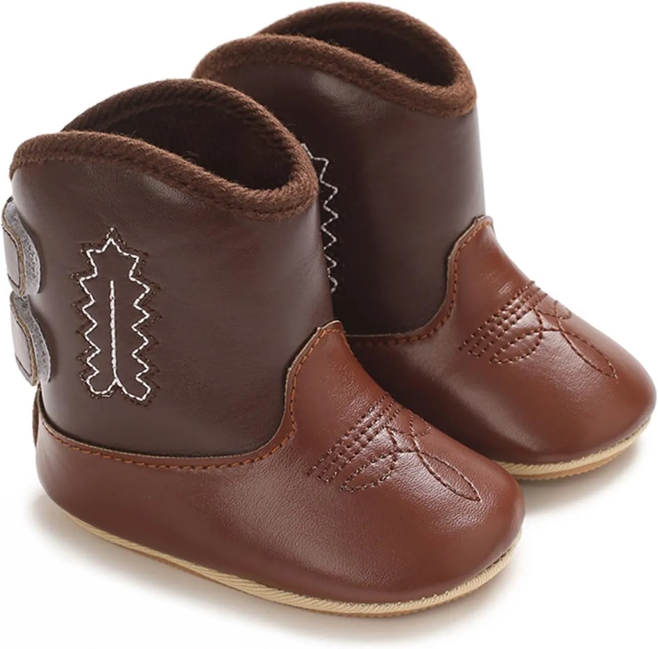 Leather Soft Sole Cowboy Boots for Baby Infant Toddler Boys Girls Newborn Crib Prewalkers Baby Non Slip Crib Shoes
