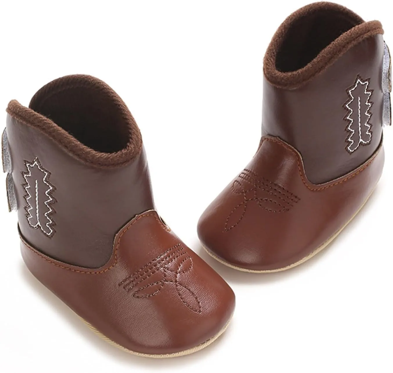 Leather Soft Sole Cowboy Boots for Baby Infant Toddler Boys Girls Newborn Crib Prewalkers Baby Non Slip Crib Shoes