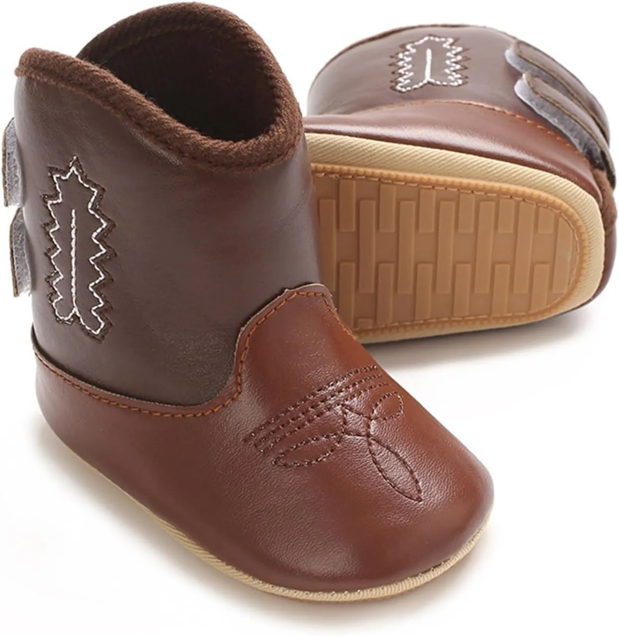 Leather Soft Sole Cowboy Boots for Baby Infant Toddler Boys Girls Newborn Crib Prewalkers Baby Non Slip Crib Shoes