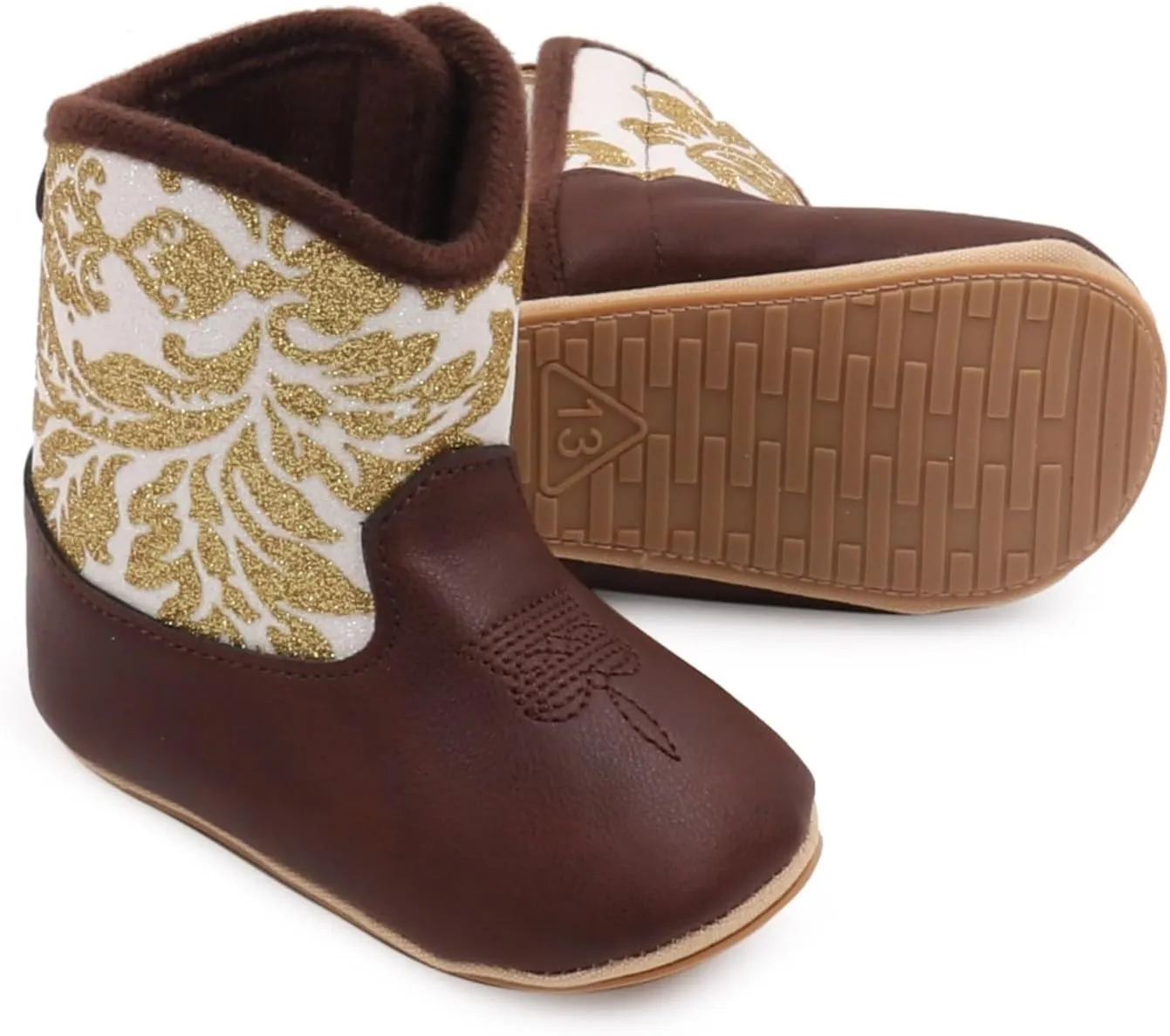 Leather Western Boots Cowboy Bootie Soft Sole Non Slip Shoes for Baby Infant Toddler Girls Boys Girls Boots with Zipper