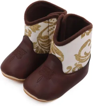 Leather Western Boots Cowboy Bootie Soft Sole Non Slip Shoes for Baby Infant Toddler Girls Boys Girls Boots with Zipper