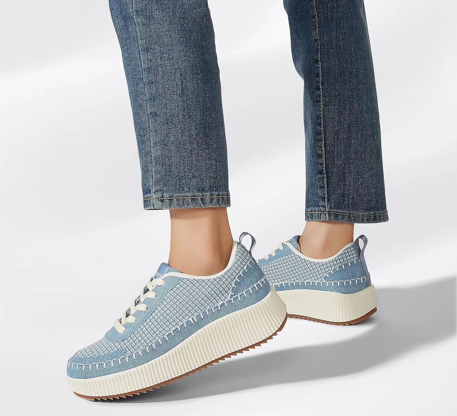 LUCKY STEP Women's Platform Sneakers Rhinestone Fashion Chunky Casual Sparkly Retro Braided Walking Shoes
