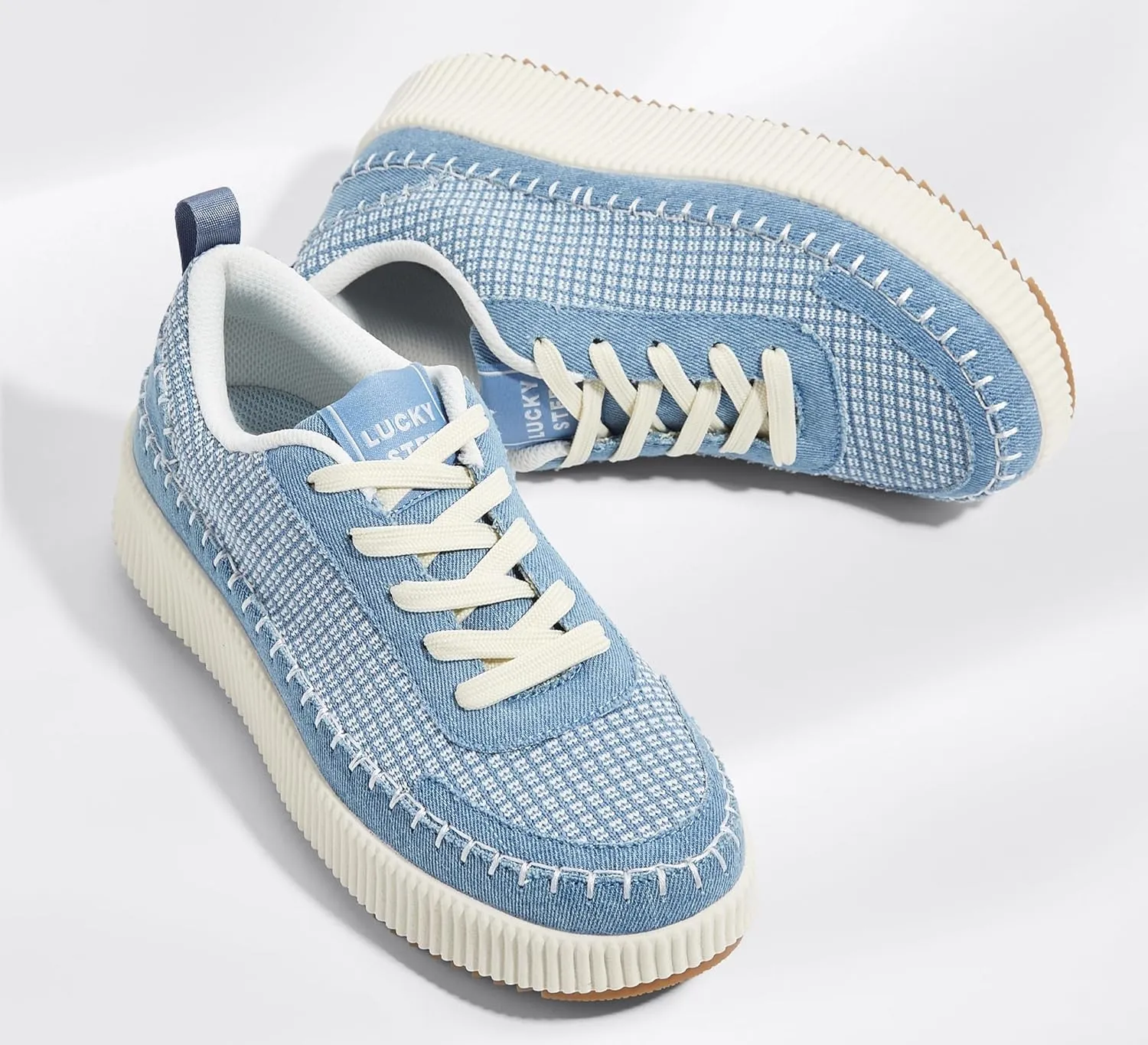 LUCKY STEP Women's Platform Sneakers Rhinestone Fashion Chunky Casual Sparkly Retro Braided Walking Shoes