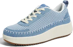 LUCKY STEP Women's Platform Sneakers Rhinestone Fashion Chunky Casual Sparkly Retro Braided Walking Shoes