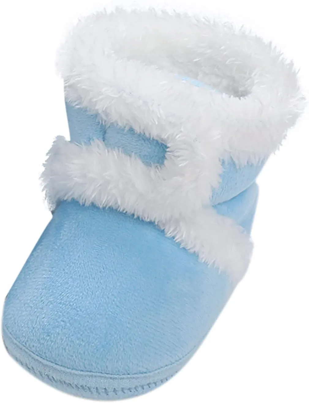Newborn Baby Boots Ankle Snow Booties Cozy Fleece Socks Shoes with Grippers Stay On Slipper Infant Toddler Crib Shoes