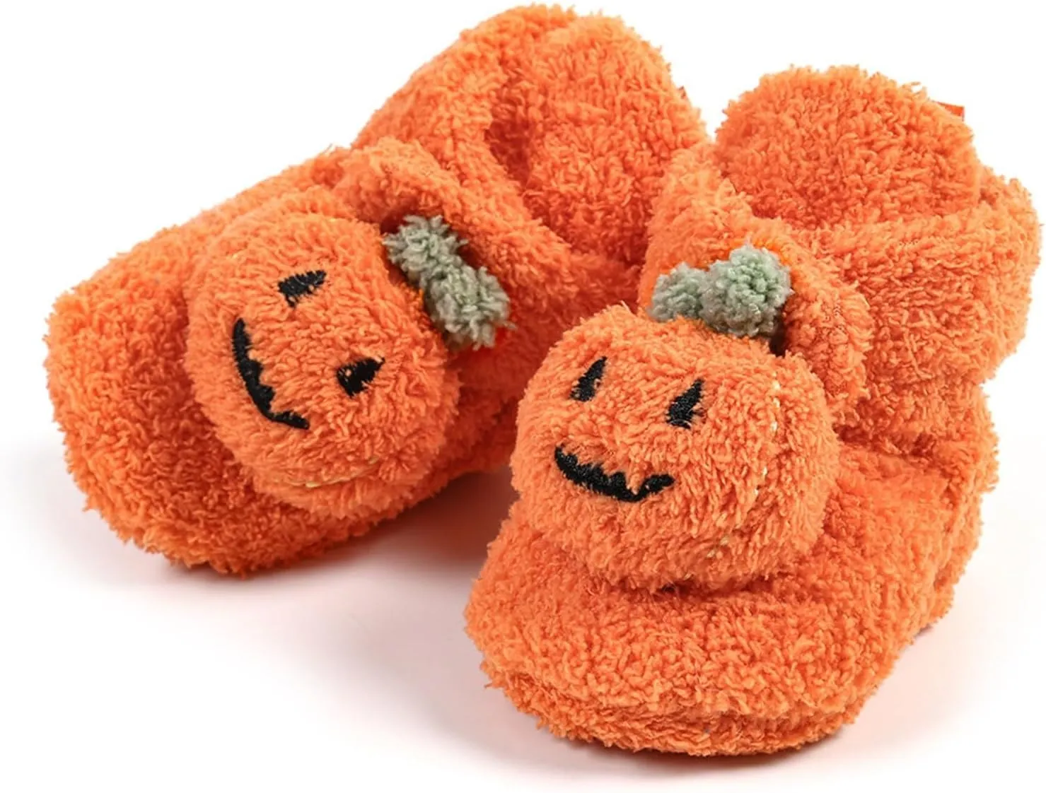 Newborn Baby Cozy Plush Booties with Grip Infant Halloween Booties Soft Sole Winter Warm Slippers Baby Crib Shoes