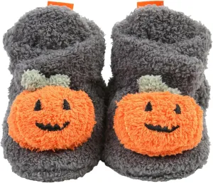 Newborn Baby Cozy Plush Booties with Grip Infant Halloween Booties Soft Sole Winter Warm Slippers Baby Crib Shoes