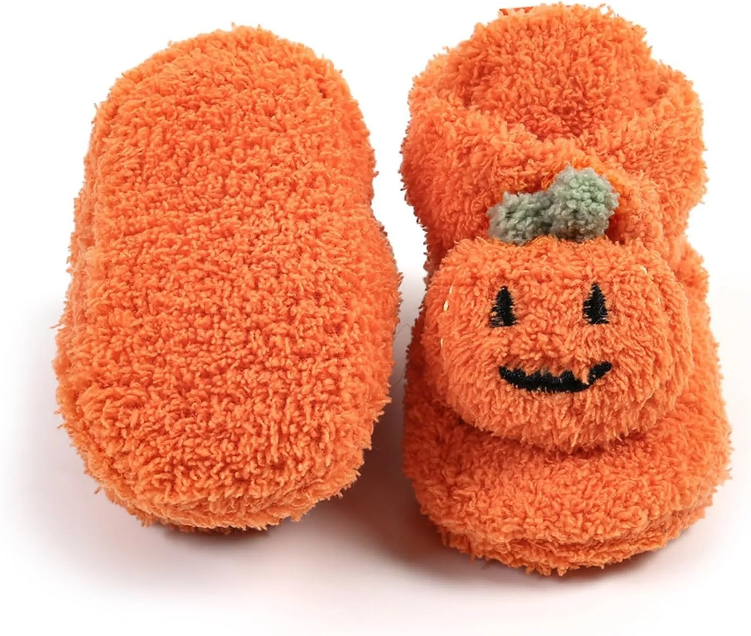 Newborn Baby Cozy Plush Booties with Grip Infant Halloween Booties Soft Sole Winter Warm Slippers Baby Crib Shoes