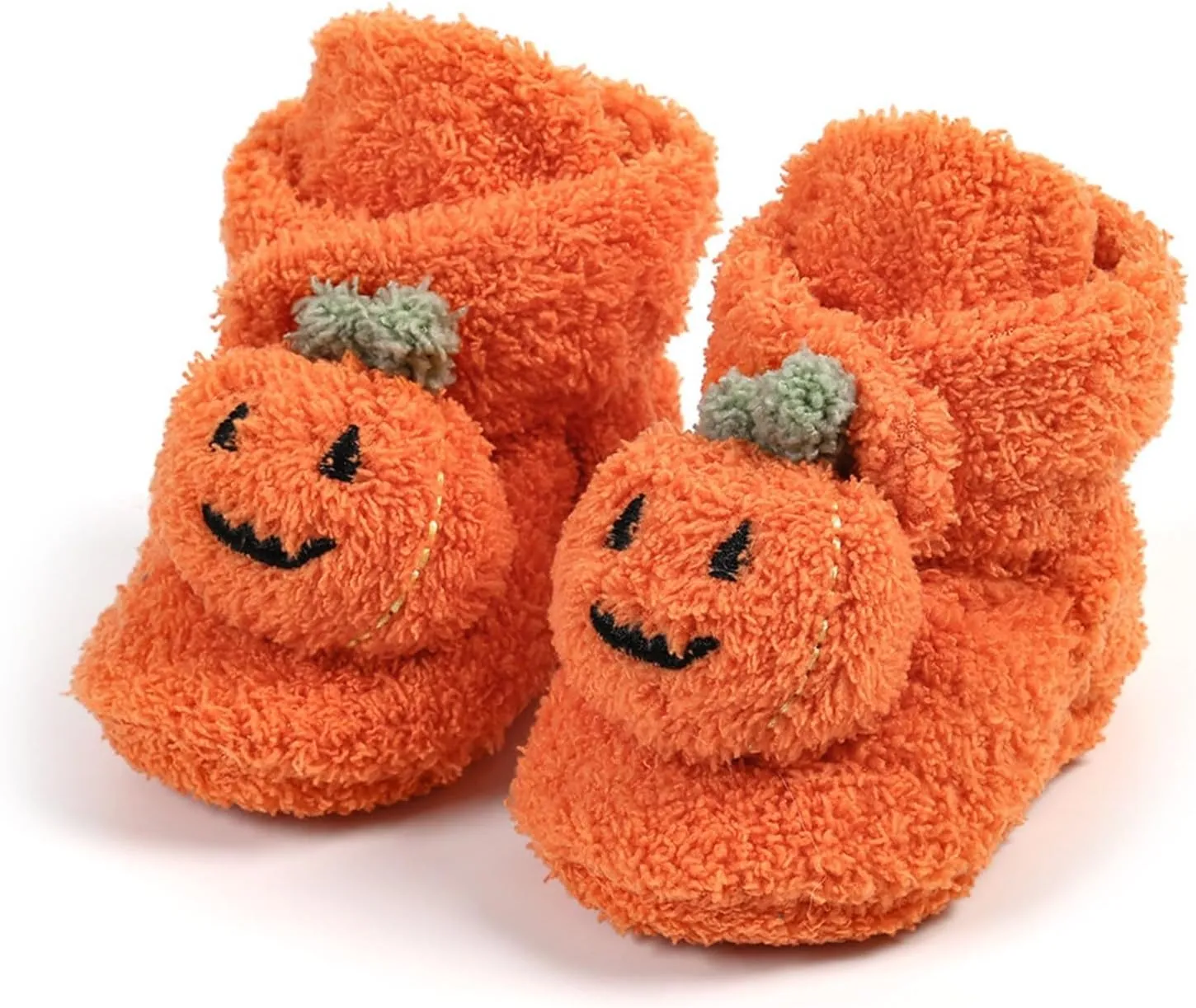 Newborn Baby Cozy Plush Booties with Grip Infant Halloween Booties Soft Sole Winter Warm Slippers Baby Crib Shoes