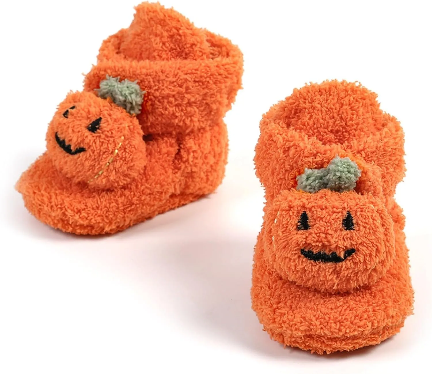 Newborn Baby Cozy Plush Booties with Grip Infant Halloween Booties Soft Sole Winter Warm Slippers Baby Crib Shoes