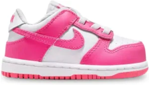 Nike Dunk Low Baby/Toddler Shoes (FB9107-102, White/Pink/Laser Fuchsia) Size 4