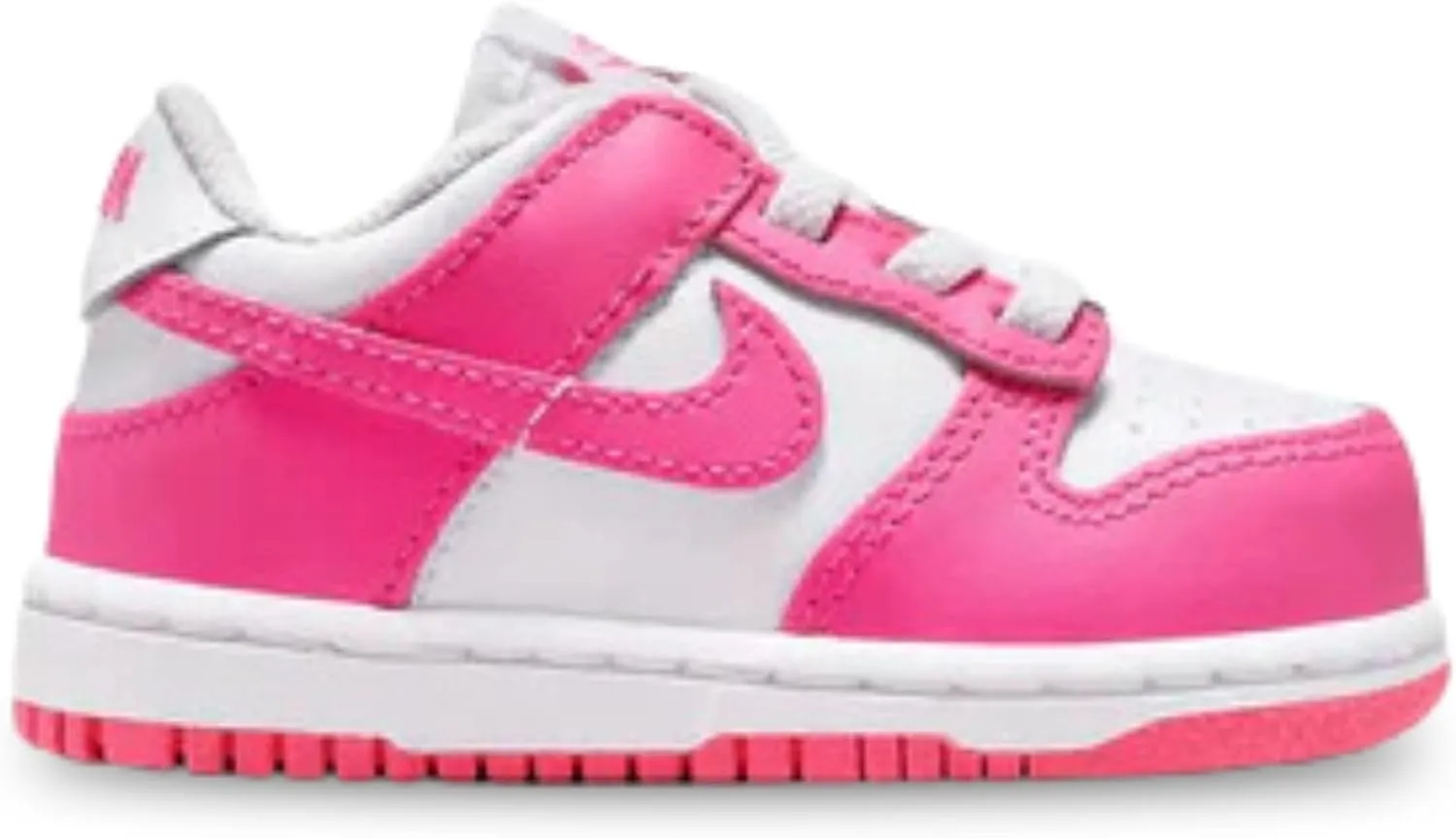 Nike Dunk Low Baby/Toddler Shoes (FB9107-102, White/Pink/Laser Fuchsia) Size 4