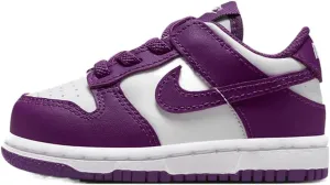 Nike Dunk Low Baby/Toddler Shoes (FB9107-110, White/White/Viotech) Size 8