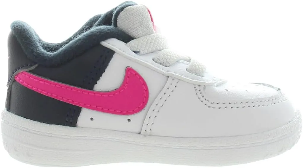 Nike Force 1 Crib Infant Booties (DQ0364-109, White/Dark Obsidian/Fierce Pink)