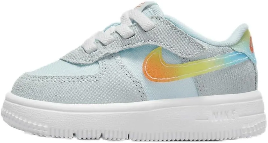 Nike Force 1 Low EasyOn Baby/Toddler Shoes (HF4784-474, Glacier Blue/Light Lemon Twist/Aquarius Blue/Total Orange) Size 6