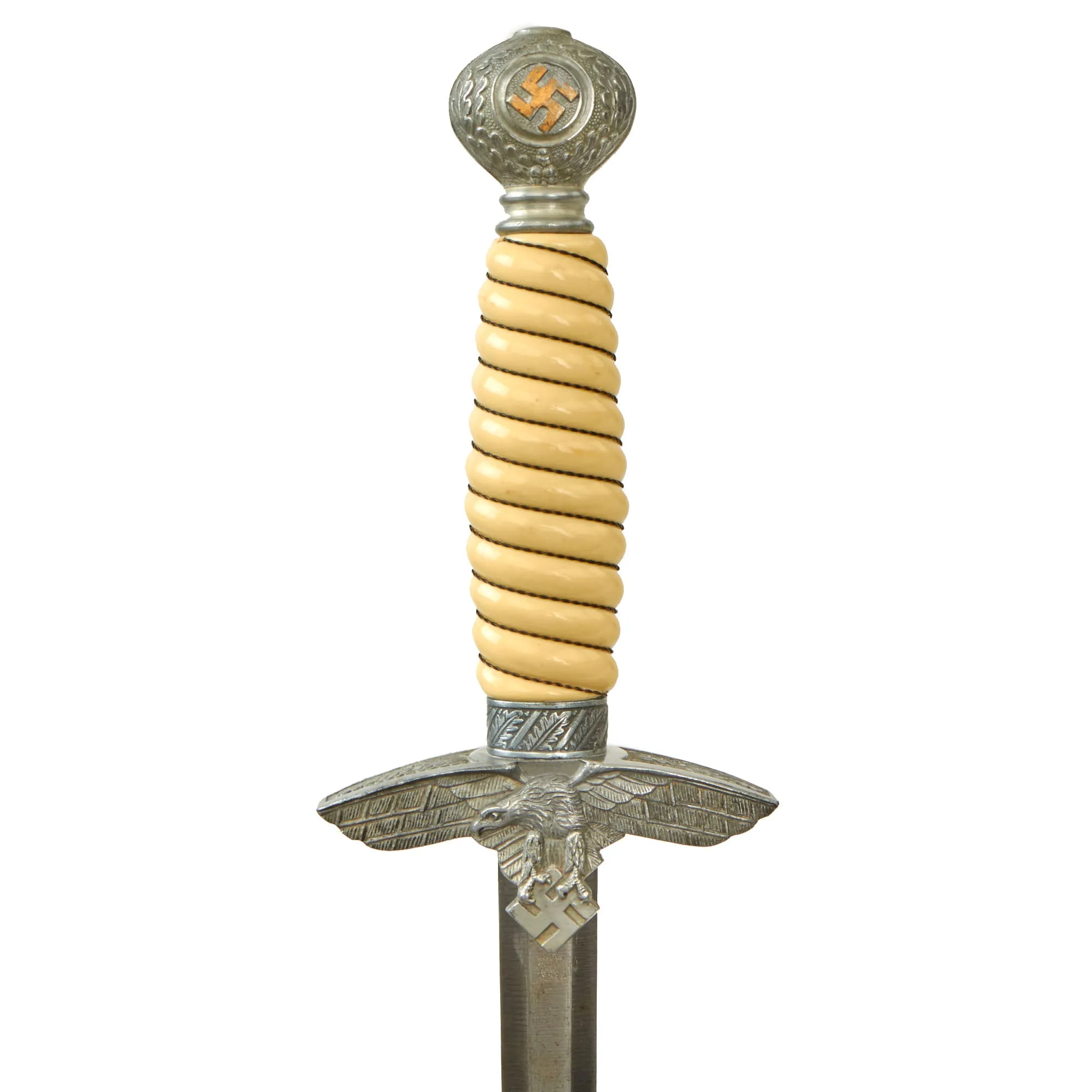 Original WWII German 2nd Model Luftwaffe Dagger with Scabbard & Hanger by F. W. Assmann & Söhne - Unmarked Blade