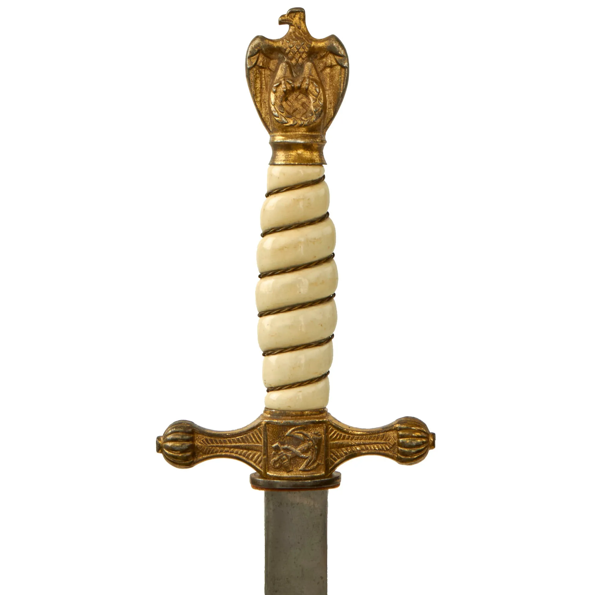 Original WWII German 2nd Model Naval Dagger by Carl Eickhorn with Hammered Scabbard and Hangers