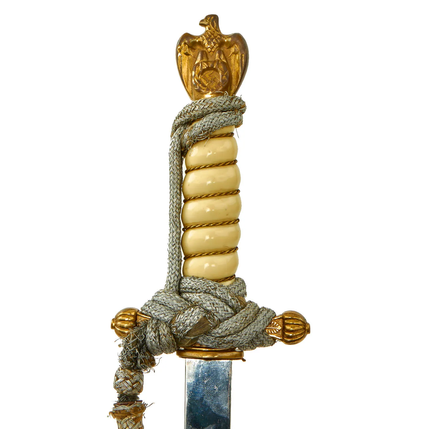 Original WWII German 2nd Model Naval Dagger by Carl Eickhorn with Lightning Bolt Scabbard, Hangers & Portepee