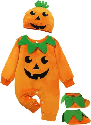 ROYLAMP Infant Baby Boys Girls Halloween Pumpkin Romper JackOLantern Orange Long Sleeve Outfi