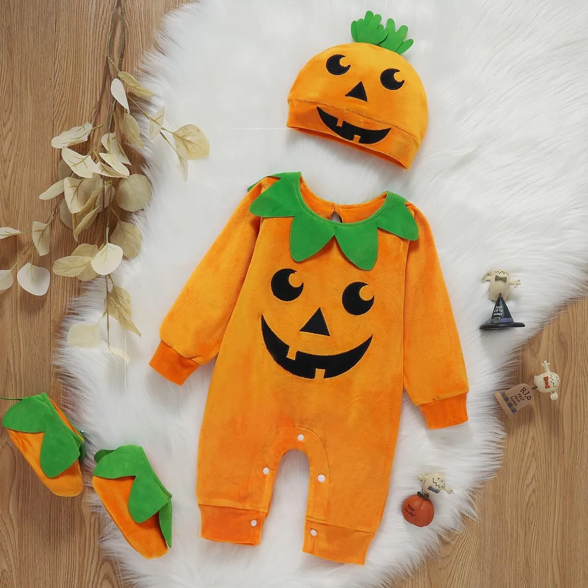 ROYLAMP Infant Baby Boys Girls Halloween Pumpkin Romper JackOLantern Orange Long Sleeve Outfi