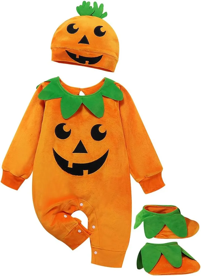 ROYLAMP Infant Baby Boys Girls Halloween Pumpkin Romper JackOLantern Orange Long Sleeve Outfi