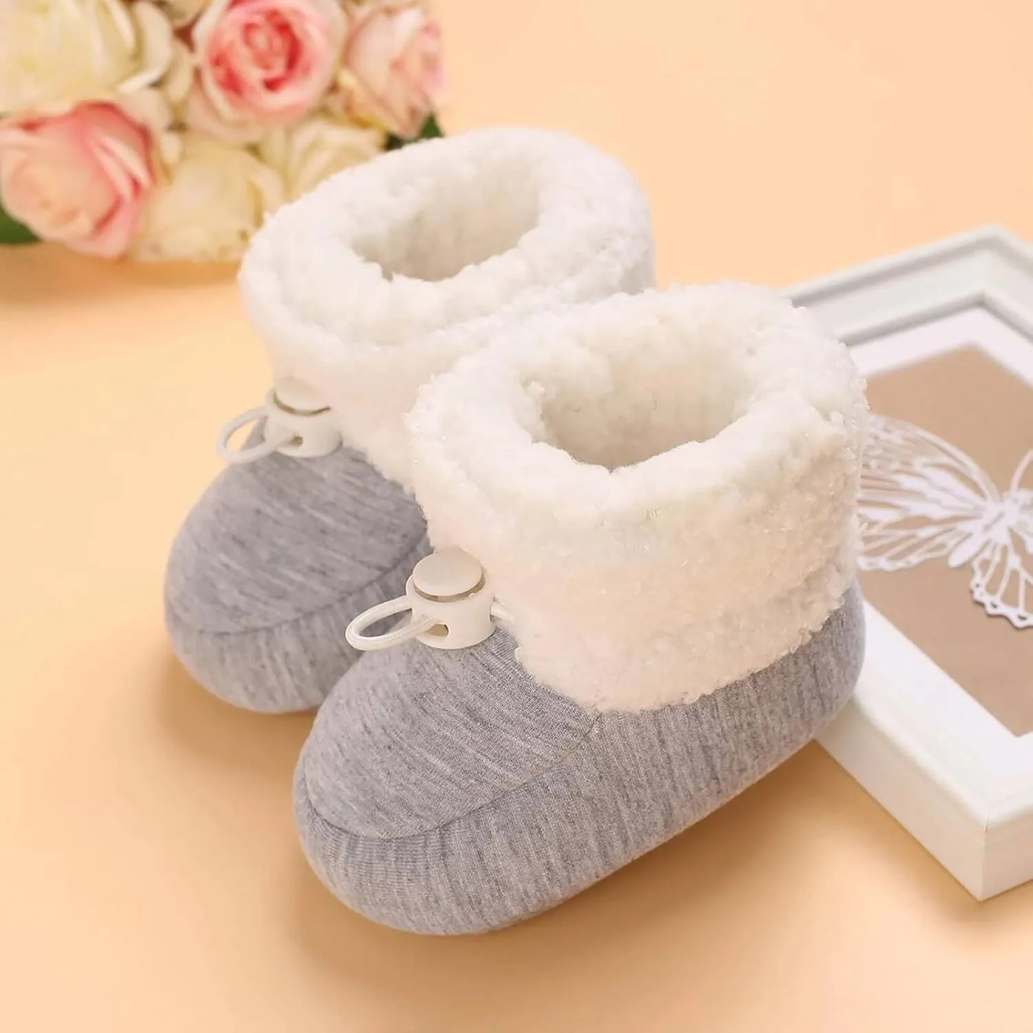 sfdgfhyf 0 to 18 Months Soft Sole Boots for Toddler Fashion Colorful Little Girls Winter Warm Kids Baby Knitted Pre Boots