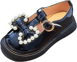 sfdgfhyf Kids House Foot Warmer Toddler Girls Dress Shoes Pearl Bow Shoes Summer Outdoor Soft Rubber Sole Flat Shoes