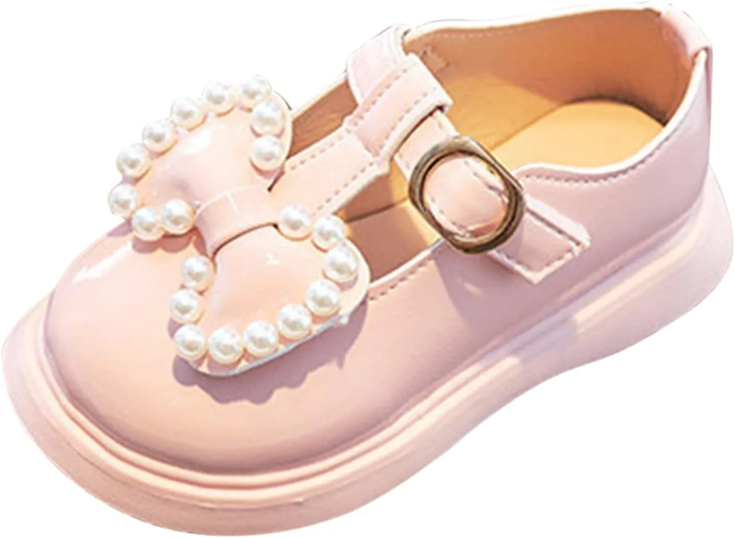 sfdgfhyf Kids House Foot Warmer Toddler Girls Dress Shoes Pearl Bow Shoes Summer Outdoor Soft Rubber Sole Flat Shoes